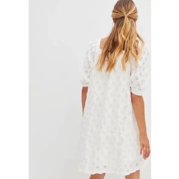 Anthropologie Maeve white eyelet puff sleeve dress - Picture 5 of 10